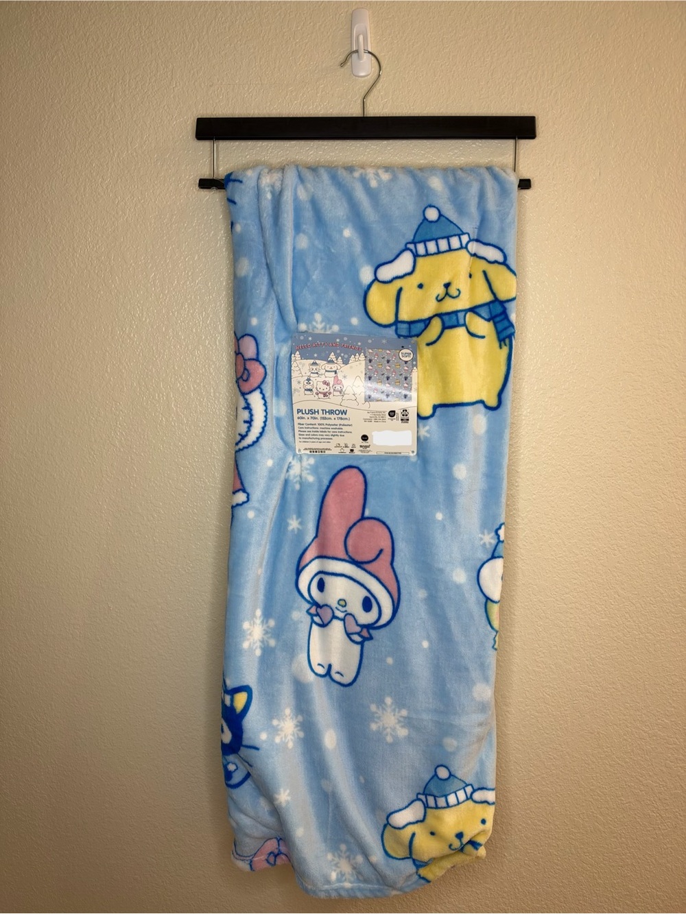 Hello Kitty and Friends Snow Winter Wonderland Plush Throw Blanket NWT